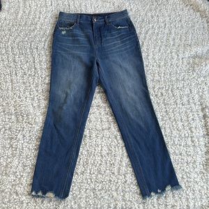 Blue Revival High-Rise Wide Leg Raw Hem Jeans Sz 30